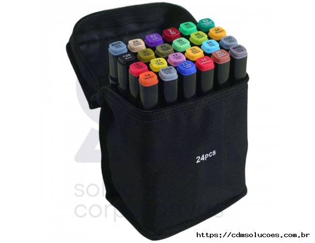 Canetas Artísticas Brush Pen com Estojo 24 Cores